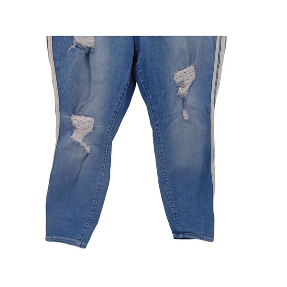 Torrid Premium Side Stripe Jegging Jeans 24 R Plus Regular Distressed Whiskering - Picture 3 of 12